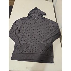CARBON Hooded Thin Long Sleeve Medium Skull Diamond All Over Print Gray (1376